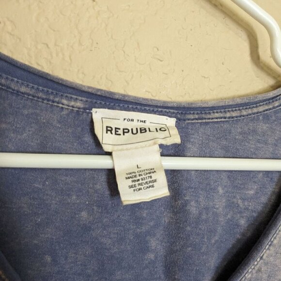 For the Republic Faded Blue Asymetrical hem 3/4th Sleeve Lagenlook Boho Top Larg - Picture 3 of 4